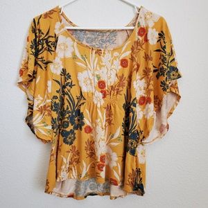 Sonoma Life Style Yellow Floral Shirt